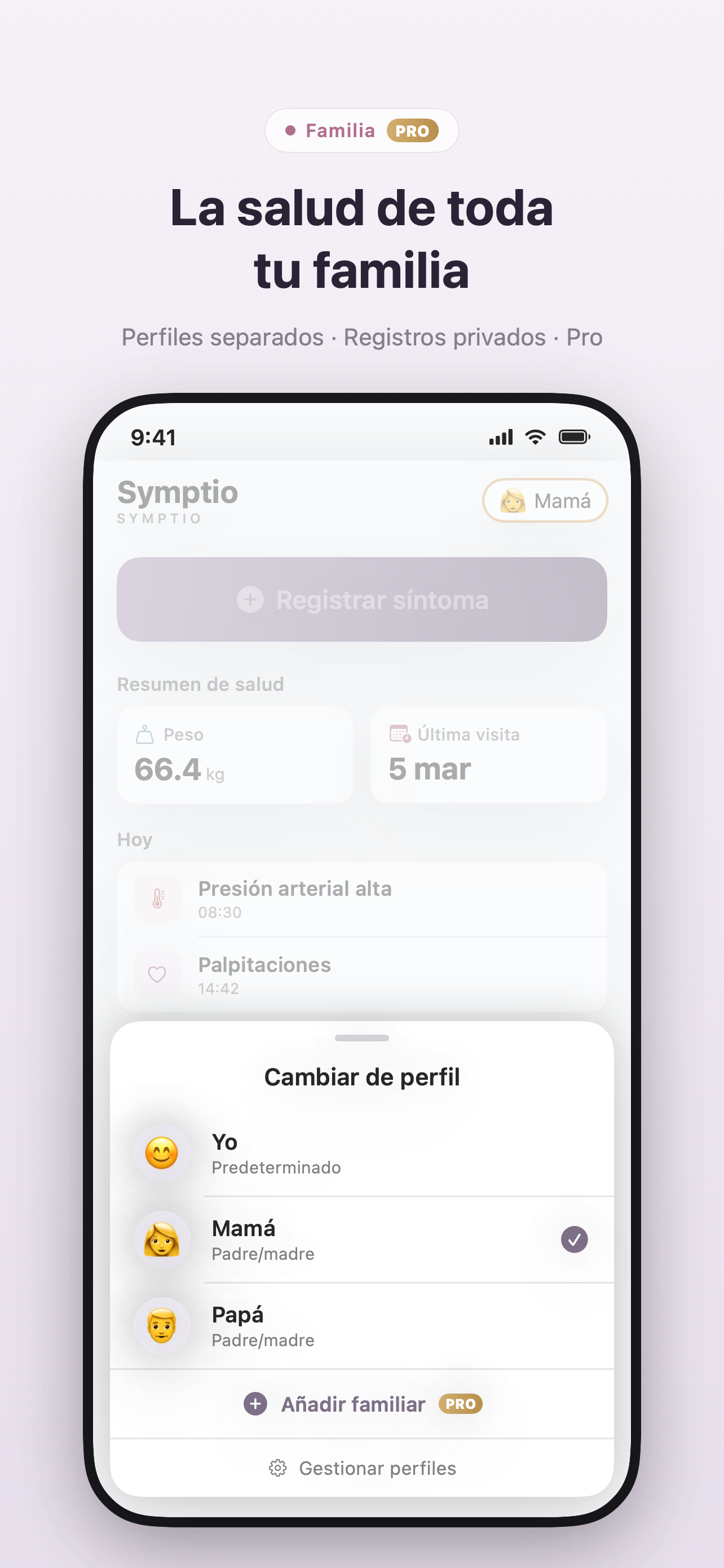 Perfiles familiares en Symptio